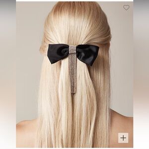 NWT- J.Crew- Satin & Rhinestone Hair Barette- O/S- Black Satin